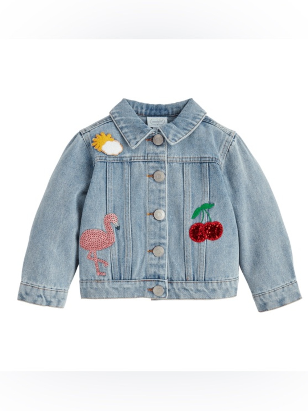 Mud Pie Glitter Patch Denim Jacket Toddler Size 2T - 3T